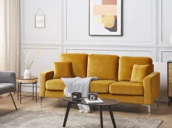 3 Seater Velvet Sofa Yellow Gavle