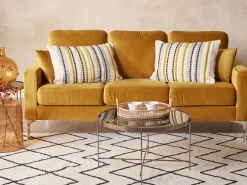 3 Seater Velvet Sofa Yellow Gavle