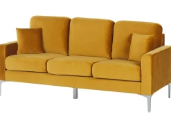 3 Seater Velvet Sofa Yellow Gavle