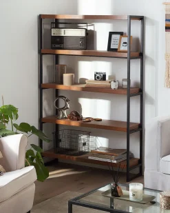 4 Tier Bookcase Dark Wood And Black Tifton