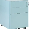 Aktenschrank Metall Hellblau 3 Schubladen Mit Rollen Cami