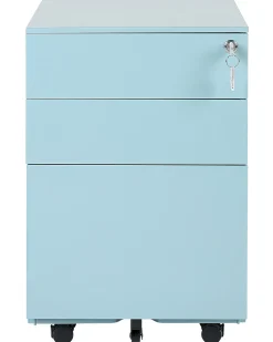Aktenschrank Metall Hellblau 3 Schubladen Mit Rollen Cami