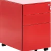 Aktenschrank Metall Rot 3 Schubladen Mit Rollen Cami