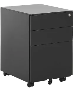 Aktenschrank Metall Schwarz 3 Schubladen Mit Rollen Cami