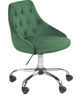 Arbeitshocker Mit Rollen Samtstoff Smaragdgrun Hohenverstellbar Parrish