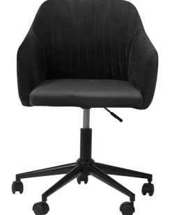 Arbeitshocker Mit Rollen Samtstoff Schwarz Hohenverstellbar Venice