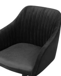 Arbeitshocker Mit Rollen Samtstoff Schwarz Hohenverstellbar Venice