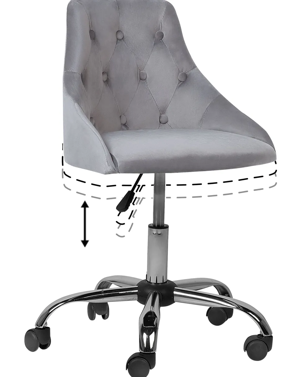 Arbeitshocker Mit Rollen Samtstoff Grau Hohenverstellbar Parrish