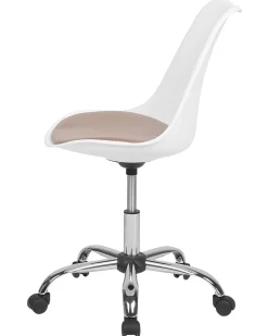 Arbeitshocker Mit Rollen Kunstleder Weis / Gold Hohenverstellbar Dakota Ii