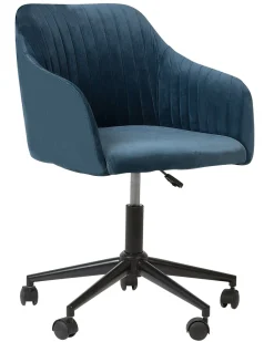 Arbeitshocker Mit Rollen Samtstoff Blau Hohenverstellbar Venice