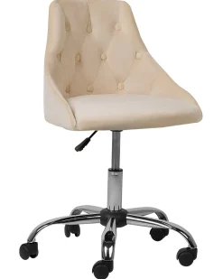 Arbeitshocker Mit Rollen Samtstoff Beige Hohenverstellbar Parrish