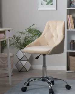 Arbeitshocker Mit Rollen Samtstoff Beige Hohenverstellbar Parrish