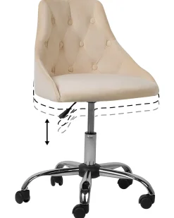 Arbeitshocker Mit Rollen Samtstoff Beige Hohenverstellbar Parrish