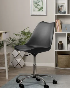 Arbeitshocker Mit Rollen Kunstleder Schwarz Hohenverstellbar Dakota Ii