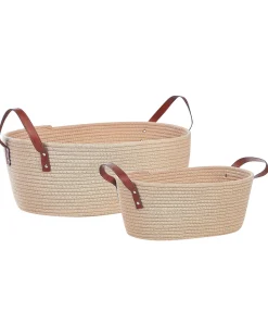 Aufbewahrungskorb Baumwolle Hellbeige 2Er Set Gissar