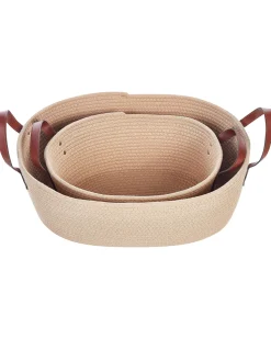 Aufbewahrungskorb Baumwolle Hellbeige 2Er Set Gissar