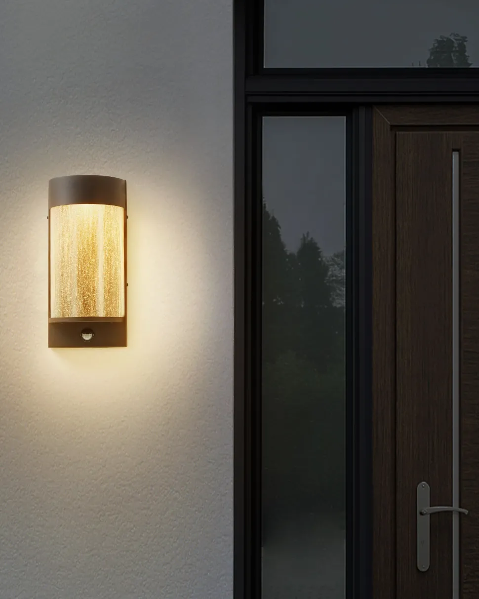 Ausenwandleuchte Led Metall Schwarz Mit Bewegungsmelder 35 Cm Rechteckig Pheppie