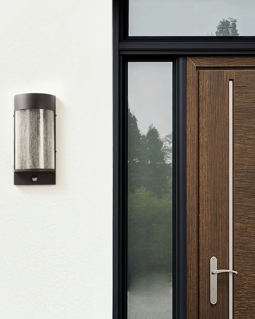 Ausenwandleuchte Led Metall Schwarz Mit Bewegungsmelder 35 Cm Rechteckig Pheppie