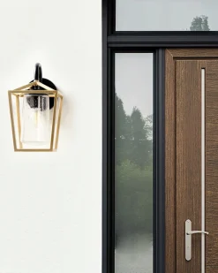 Ausenwandleuchte Metall Gold / Schwarz 33 Cm Gitter-Design Ordie