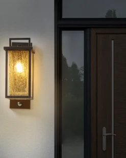 Ausenwandleuchte Metall Schwarz Mit Bewegungsmelder 37 Cm Rechteckig Gala
