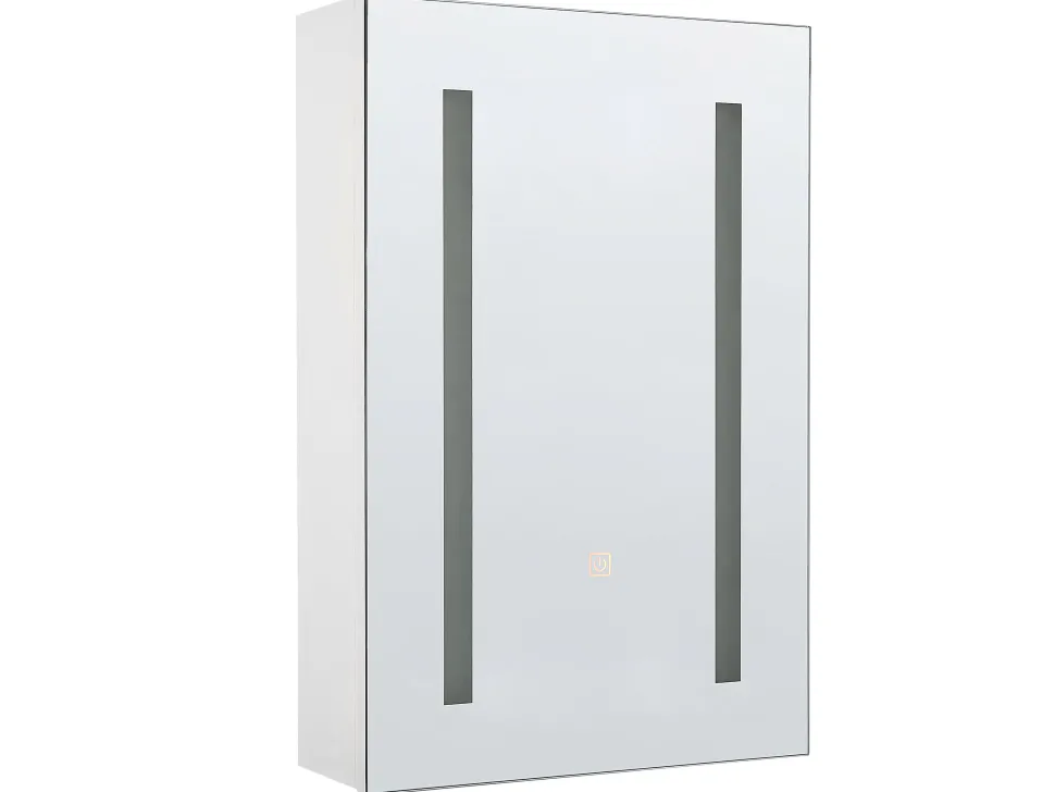 Bad Spiegelschrank Weis / Silber Mit Led-Beleuchtung 40 X 60 Cm Cameron