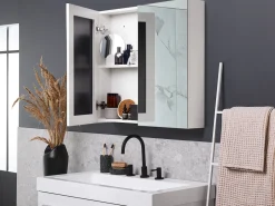 Bad Spiegelschrank Weis / Silber 80 X 70 Cm Navarra