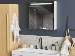 Bad Spiegelschrank Weis / Silber Mit Led-Beleuchtung 60 X 60 Cm Jaramillo