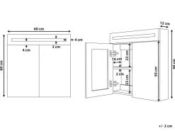 Bad Spiegelschrank Weis / Silber Mit Led-Beleuchtung 60 X 60 Cm Jaramillo