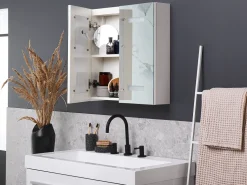 Bad Spiegelschrank Weis / Silber Mit Led-Beleuchtung 60 X 60 Cm Talagapa