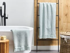 Badehandtuch Set Frottee Baumwolle Mintgrun 2-Teilig Atiu