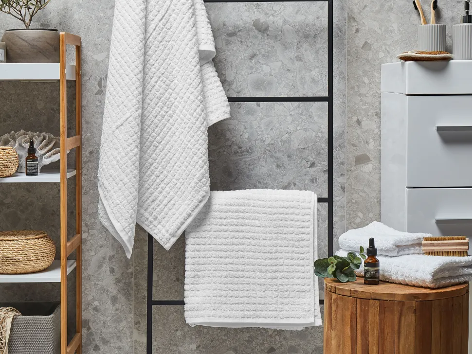 Badehandtuch Set Frottee Baumwolle Weis 4-Teilig Atai