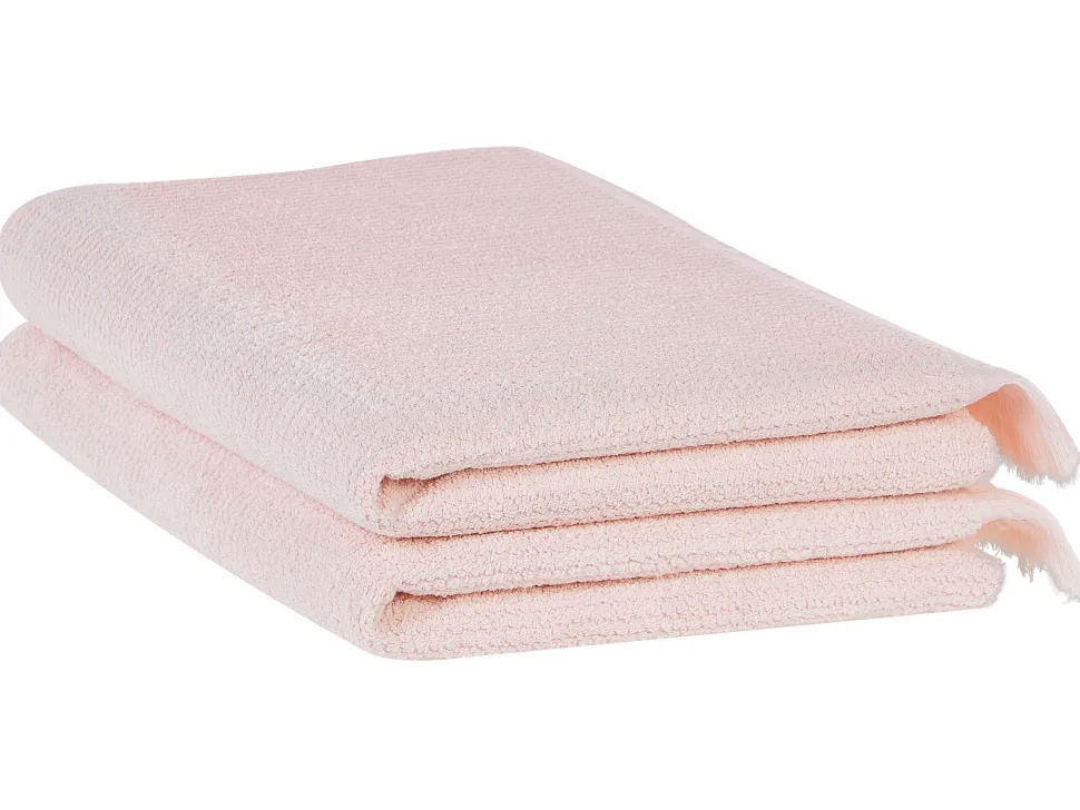 Badehandtuch Set Frottee Baumwolle Pastellrosa 2-Teilig Atiu