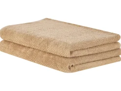 Badehandtuch Set Frottee Baumwolle Sandbeige 2-Teilig Mitiaro