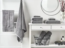 Badehandtuch Set Mit Badematte Frottee Baumwolle Grau 9-Teilig Mitiaro