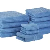 Badehandtuch Set Mit Badematte Baumwolle Blau 11-Teilig Areora