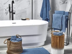 Badehandtuch Set Mit Badematte Baumwolle Blau 11-Teilig Areora