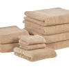 Badehandtuch Set Mit Badematte Frottee Baumwolle Sandbeige 9-Teilig Mitiaro
