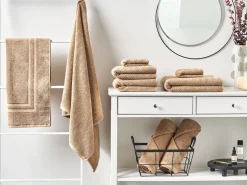 Badehandtuch Set Mit Badematte Frottee Baumwolle Sandbeige 9-Teilig Mitiaro