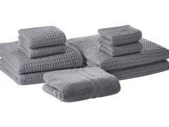 Badehandtuch Set Mit Badematte Baumwolle Grau 9-Teilig Areora