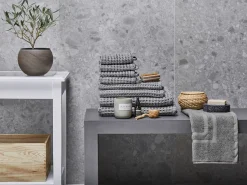 Badehandtuch Set Mit Badematte Baumwolle Grau 9-Teilig Areora