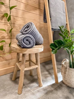 Badehandtuch Set Mit Badematte Baumwolle Grau 9-Teilig Areora