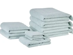 Badehandtuch Set Mit Badematte Frottee Baumwolle Mintgrun 9-Teilig Atiu