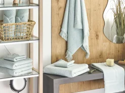 Badehandtuch Set Mit Badematte Frottee Baumwolle Mintgrun 9-Teilig Atiu