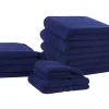 Badehandtuch Set Mit Badematte Frottee Baumwolle Marineblau 9-Teilig Atiu