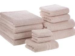 Badehandtuch Set Mit Badematte Frottee Baumwolle Rosa 11-Teilig Atai