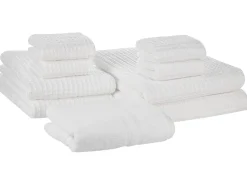 Badehandtuch Set Mit Badematte Baumwolle Weis 9-Teilig Areora