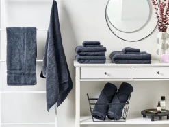 Badehandtuch Set Mit Badematte Frottee Baumwolle Dunkelblau 9-Teilig Mitiaro