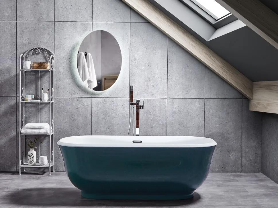Badewanne Freistehend Blaugrun Oval 170 X 77 Cm Tesoro