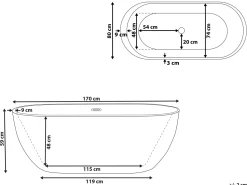 Badewanne Freistehend Blaugrun Oval 170 X 80 Cm Nevis