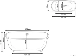 Badewanne Freistehend Marineblau Oval 170 X 77 Cm Tesoro